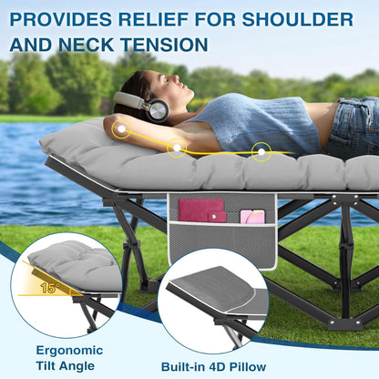 Comfortable Folding Camping Cot with Soft Mattress