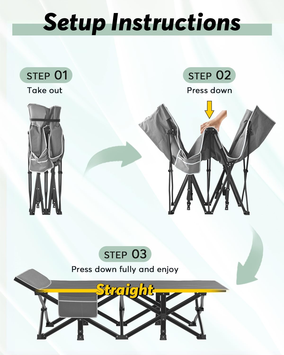 Comfortable Folding Camping Cot with Soft Mattress