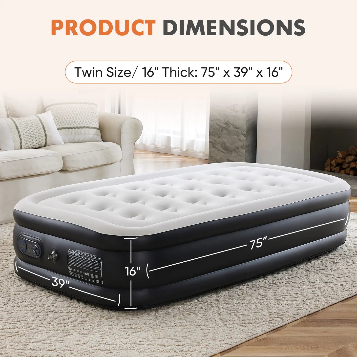High Capacity Air Mattress with Quick Inflate Design
