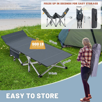 Summer Cool，Portable Folding Camping Cot, 2-Sided Mattress