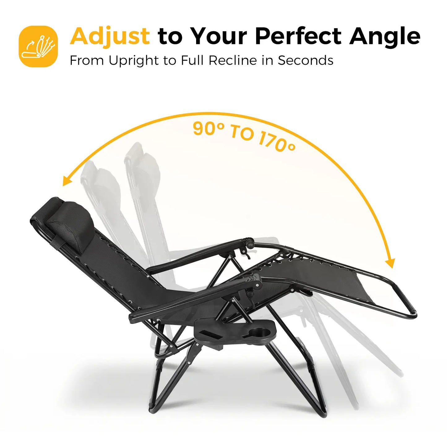 Set of 2 Zero Gravity Folding Lounge Chairs with Cup Holders