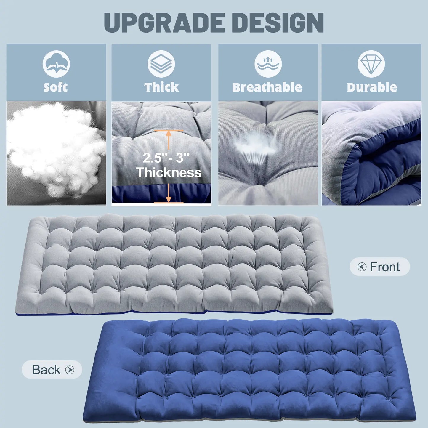 Summer Cool，Portable Folding Camping Cot, 2-Sided Mattress