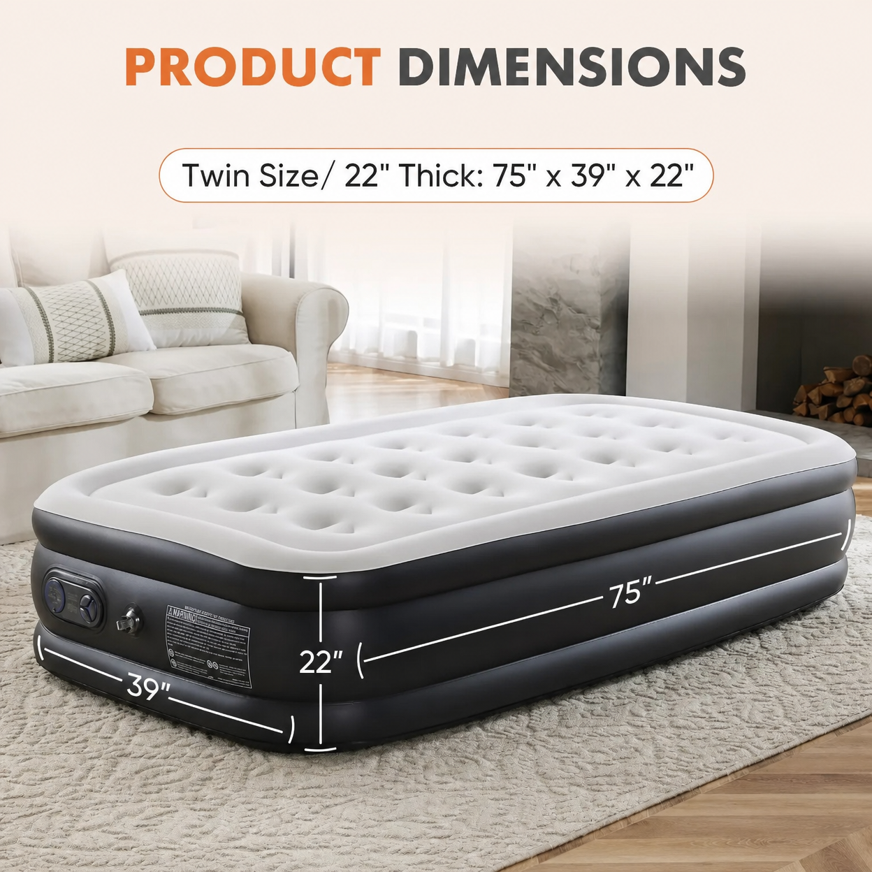 High Capacity Air Mattress with Quick Inflate Design