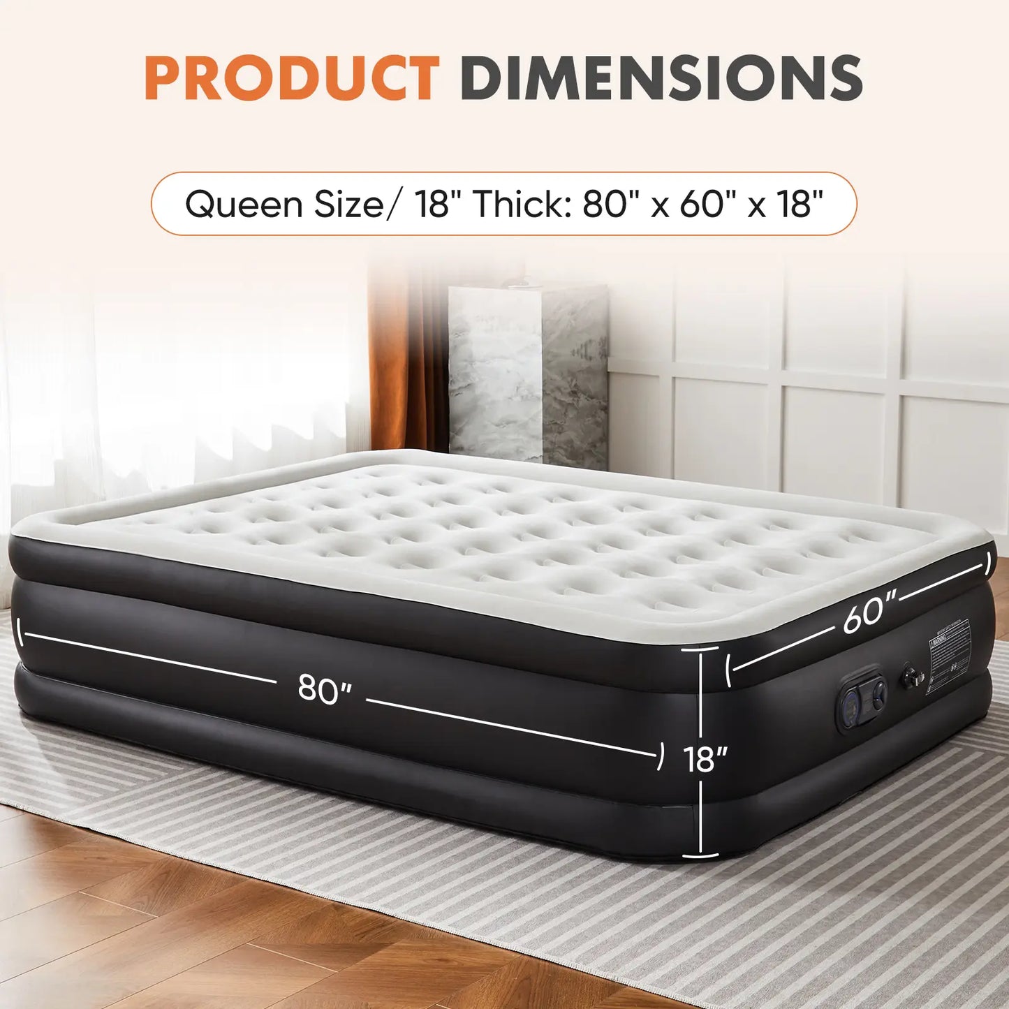 High Capacity Air Mattress with Quick Inflate Design