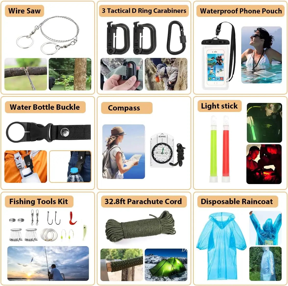 250-Piece Survival Kit with Molle System, First Aid & Emergency Tent