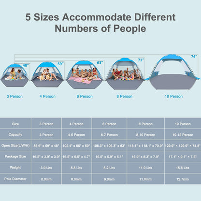 Portable UPF 50+ Beach Sun Shelter Canopy