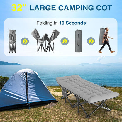 Comfortable Folding Camping Cot with Soft Mattress